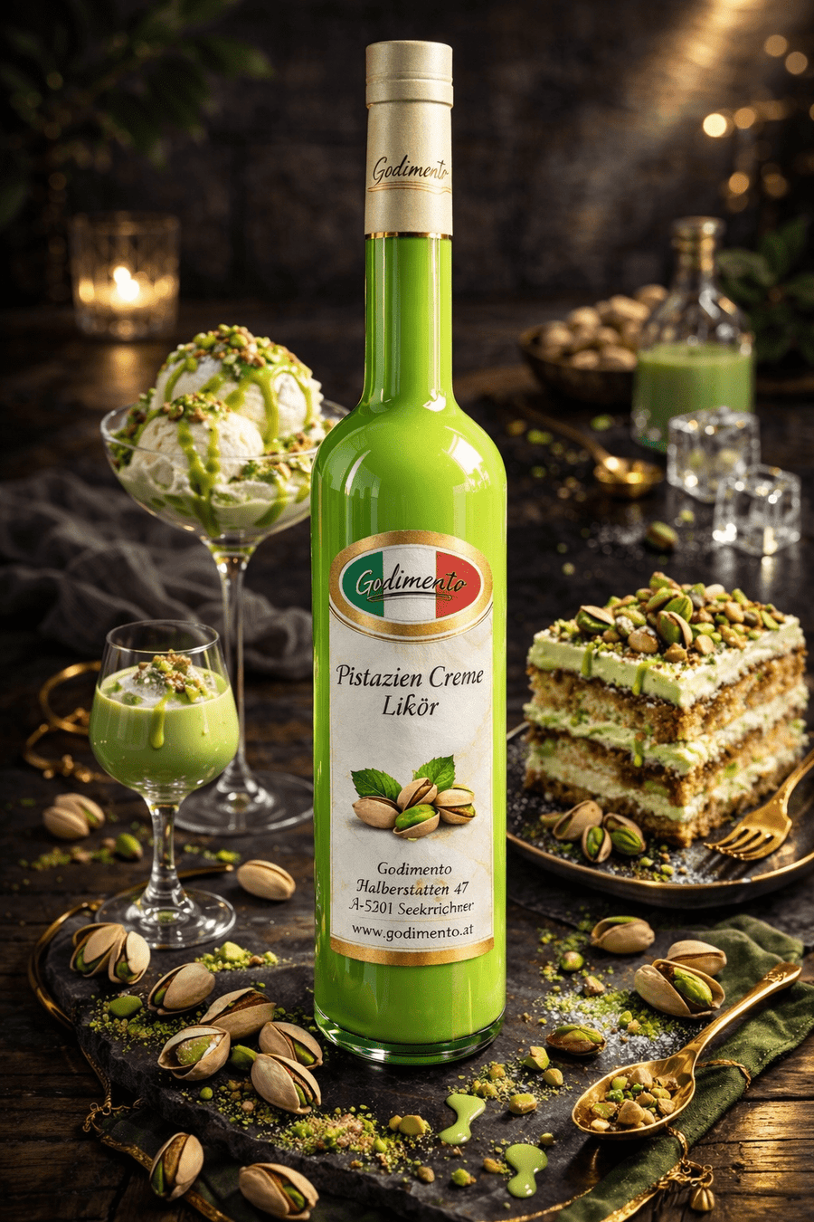 Pistazien Creme Likör von Godimento als Geschenkidee