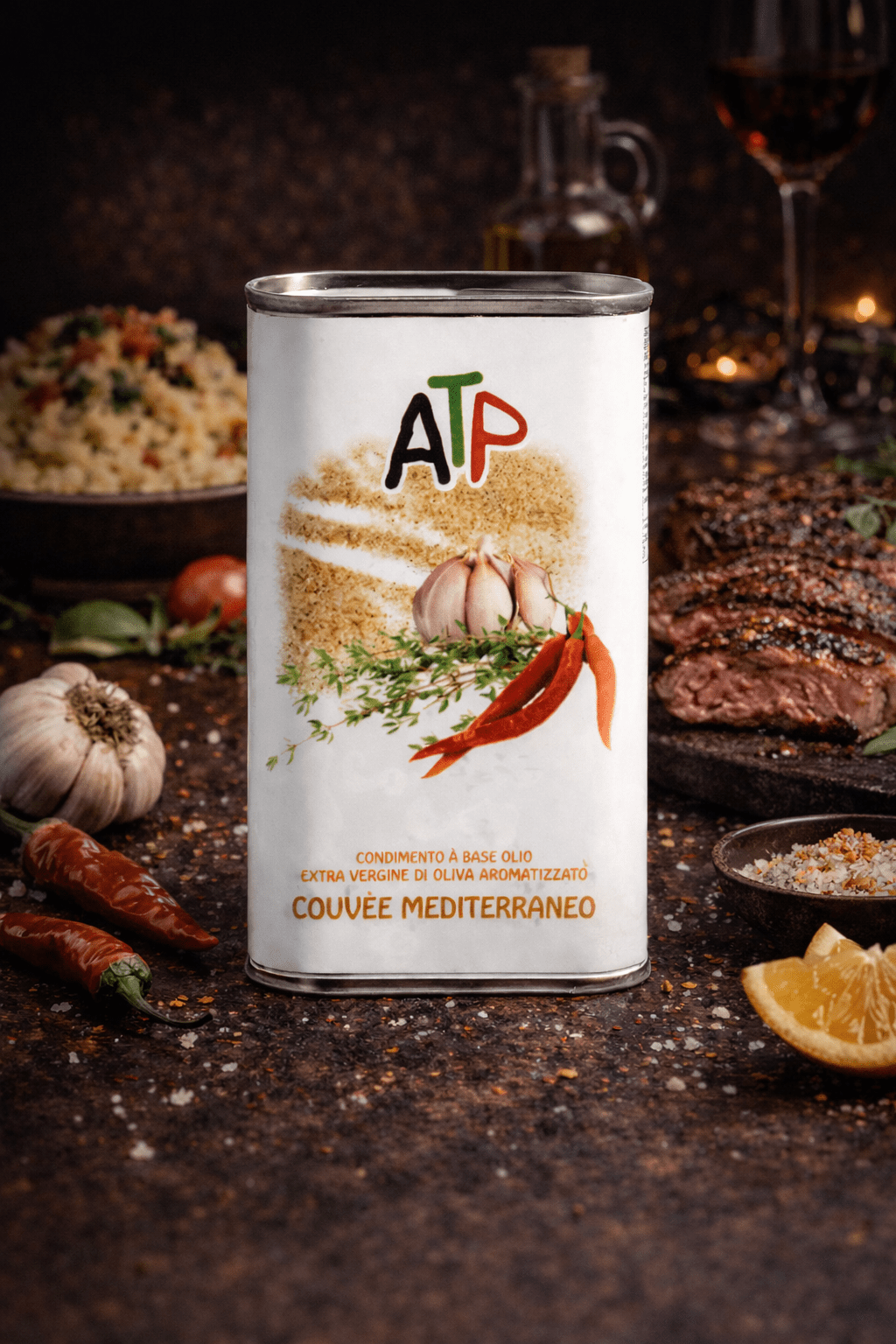 Mediterrane Kräuter auf Olivenöl - Aglio - Thymian - Peperoncino - Godimento.at