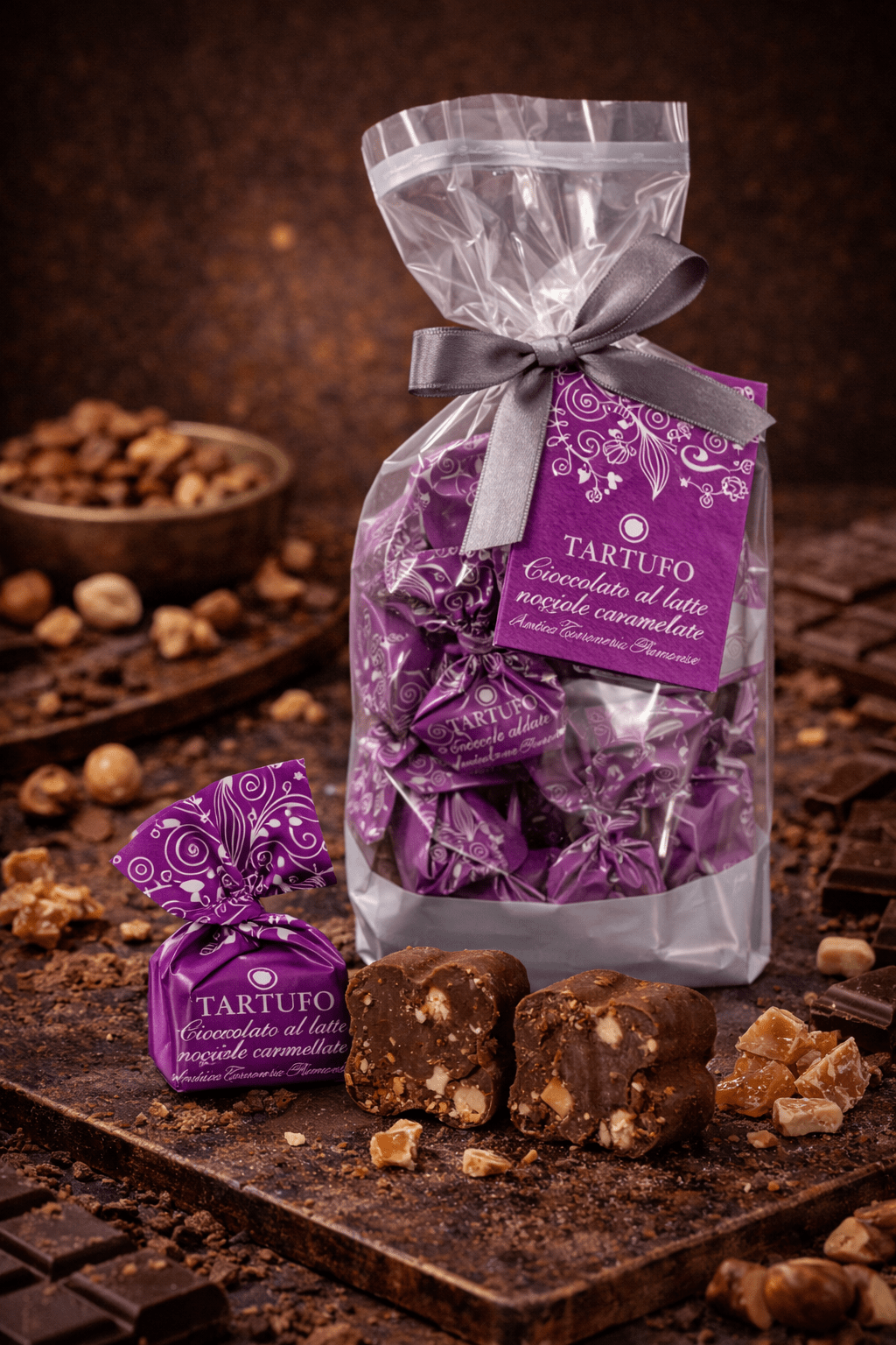 Tartufi dolci Cioccolato al Latte e Nocciole Caramellate - Godimento.at