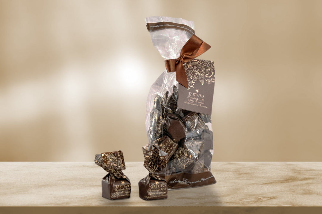 Tartufi dolci Fondente 70% e fave di cacao - Godimento.at